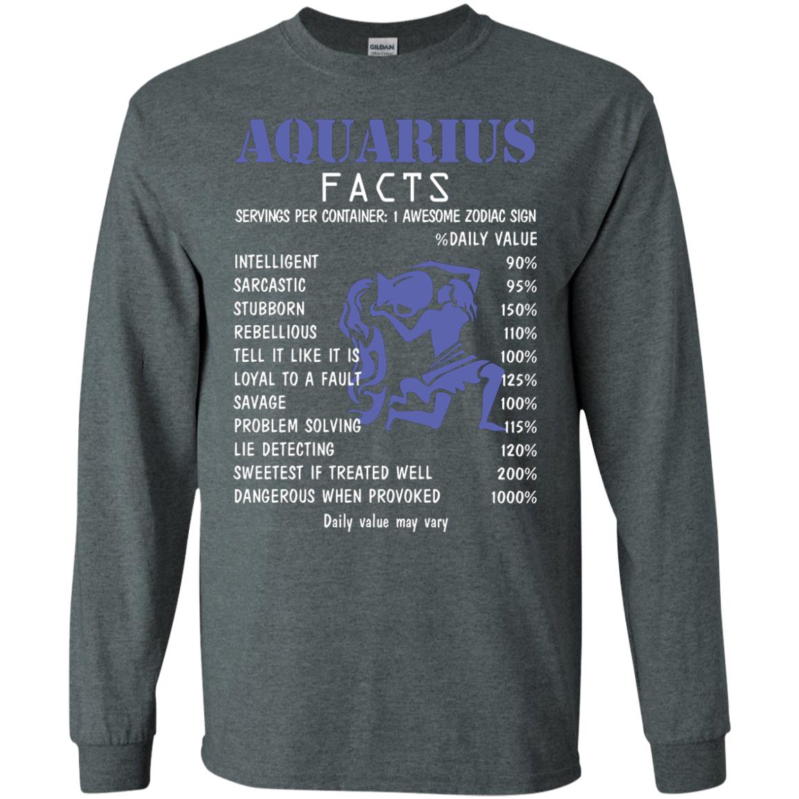 Aquarius Facts 1 Awesome Zodiac Sign Gift Shirt Fo Aquarius Horoscope Dark Heather