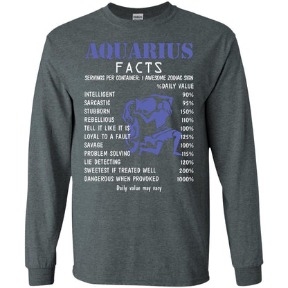 Aquarius Facts 1 Awesome Zodiac Sign Gift Shirt Fo Aquarius Horoscope Dark Heather