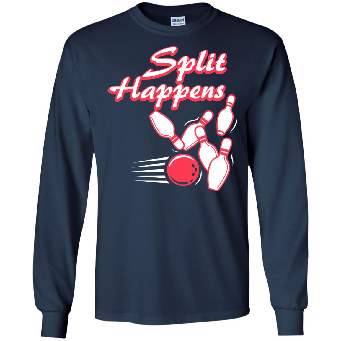 Bowling Lover T-shirt Split Happens Navy