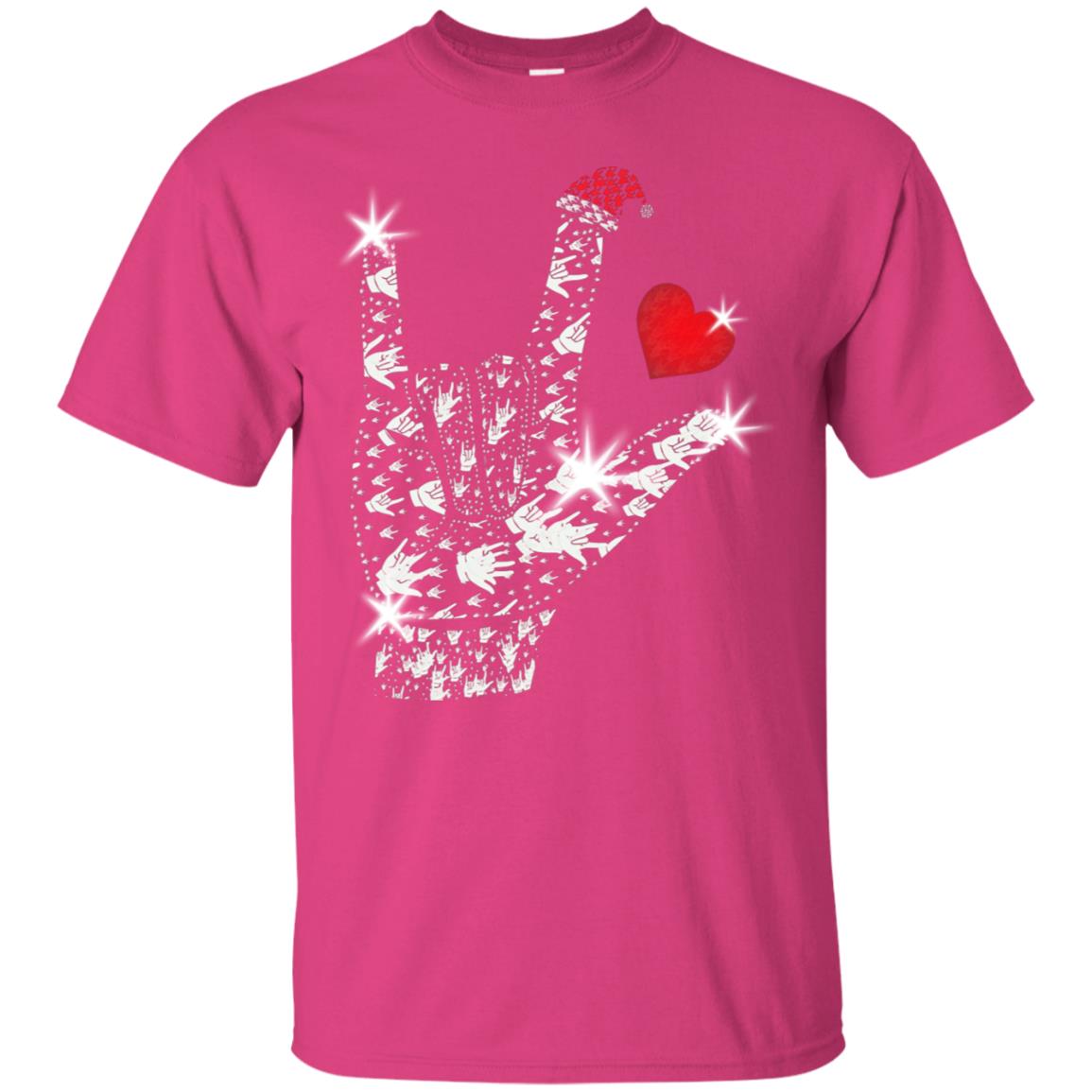 Rocknroll Sign Hand With Santa Claus Hat X-mas Shirt For Rock Music Lovers Heliconia