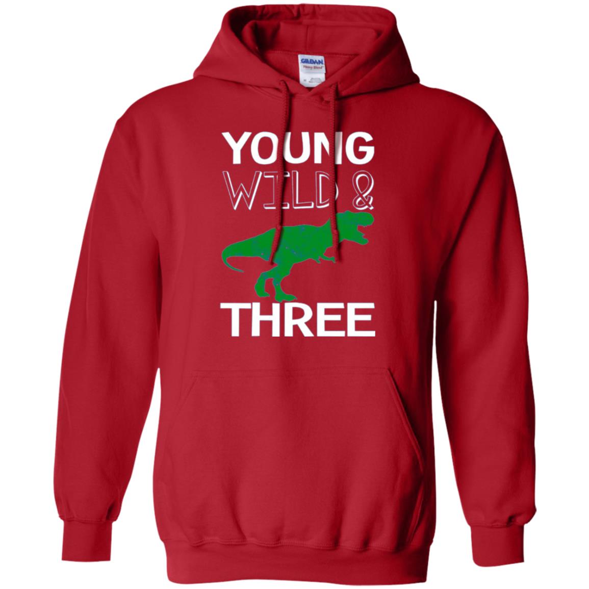Dinosaur T-shirt Young Wild And Three Red