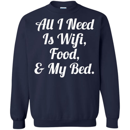 All I Need Is Wifi Food My Bed T-shirt Navy
