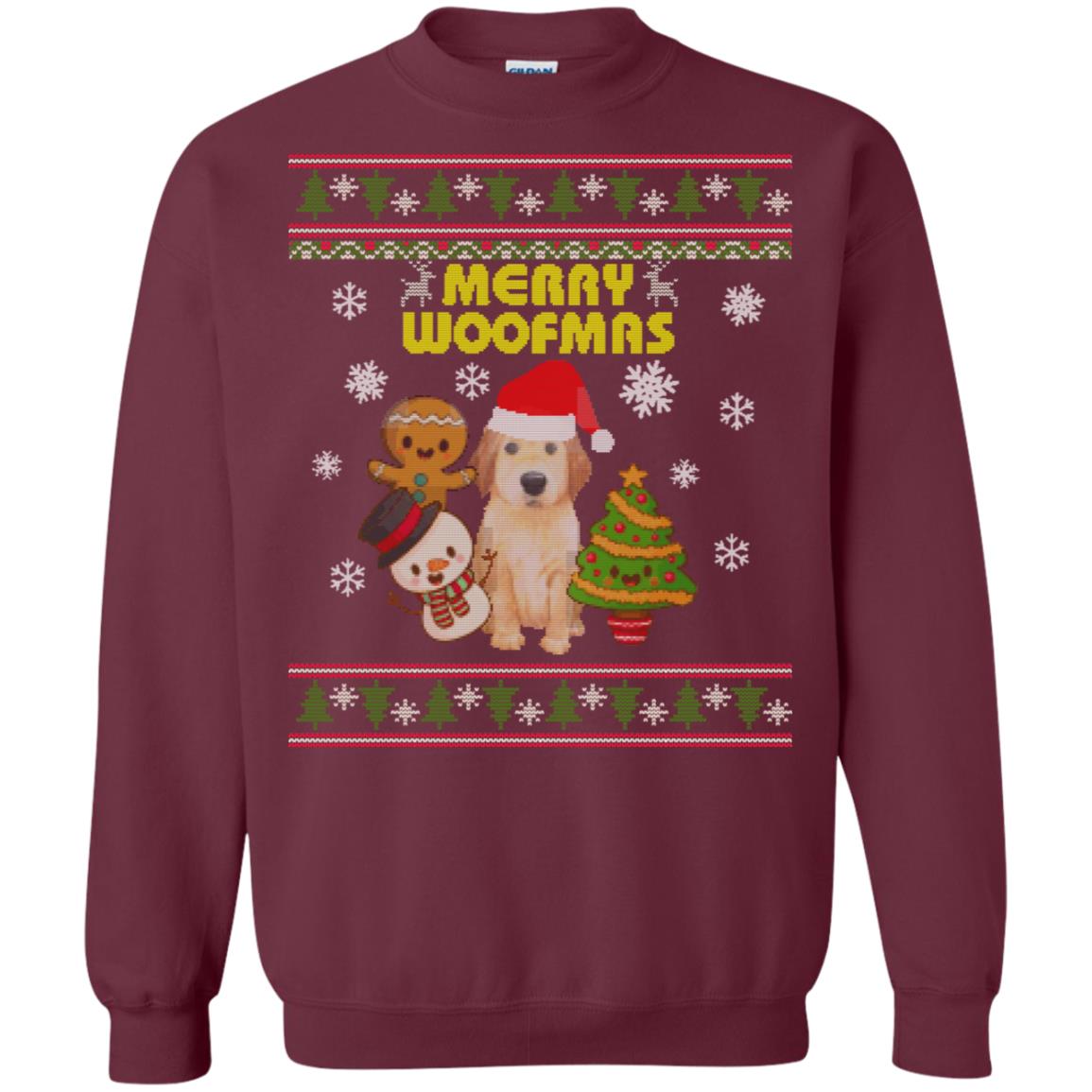 Merry Woofmas Dogs Lovers X-mas 2018 Gift Shirt Maroon