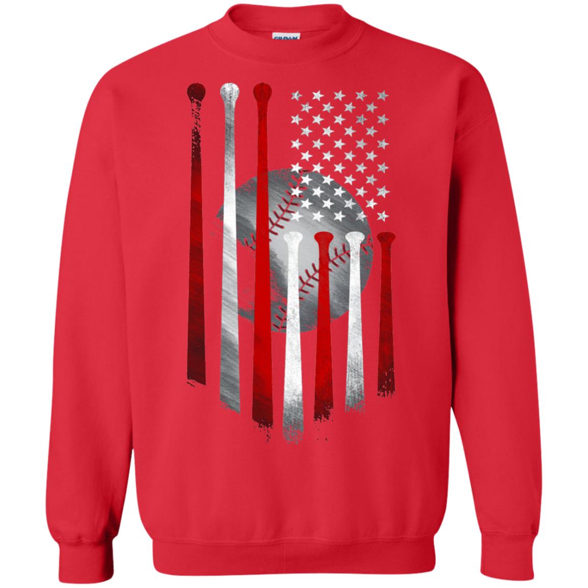 American Flag Baseball Flag Baseball Lover T-shirt Red