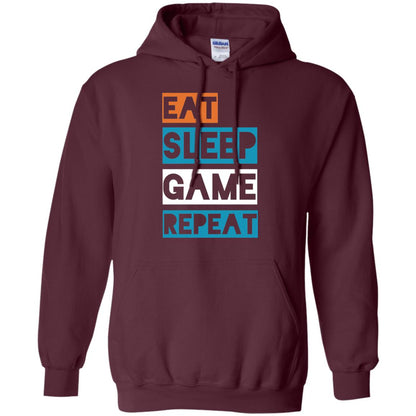 Eat Sleep Game Repeat Video Gamer Player T-shirt Maroon