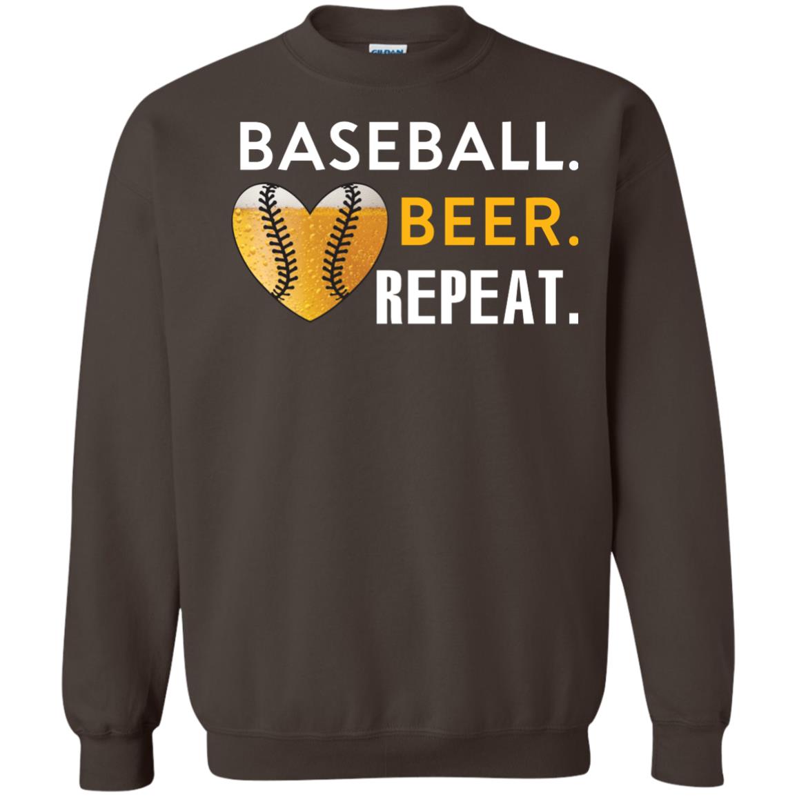Baseball Lover T-shirt Beer Repeat Dark Chocolate