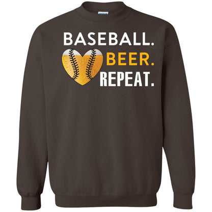 Baseball Lover T-shirt Beer Repeat Dark Chocolate