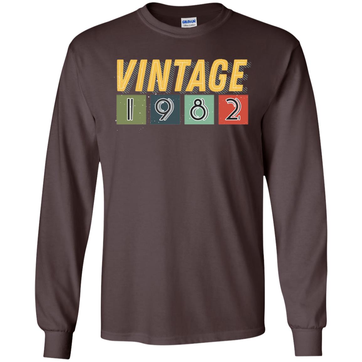 Vintage 1982 36th Birthday Gift Shirt For Mens Or Womens Dark Chocolate