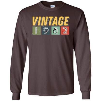 Vintage 1982 36th Birthday Gift Shirt For Mens Or Womens Dark Chocolate
