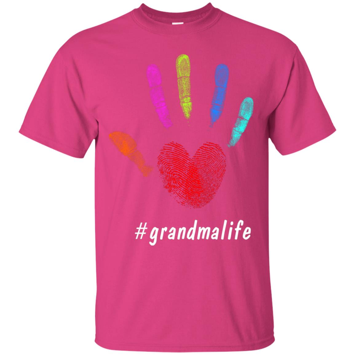 Grandma Life Fingerprint Heart Hand Grandmom Grandmother Shirt Heliconia