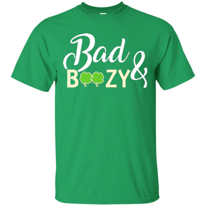 Saint Patrick's Day T-shirt Bad And Boozy Shamrock Irish Green