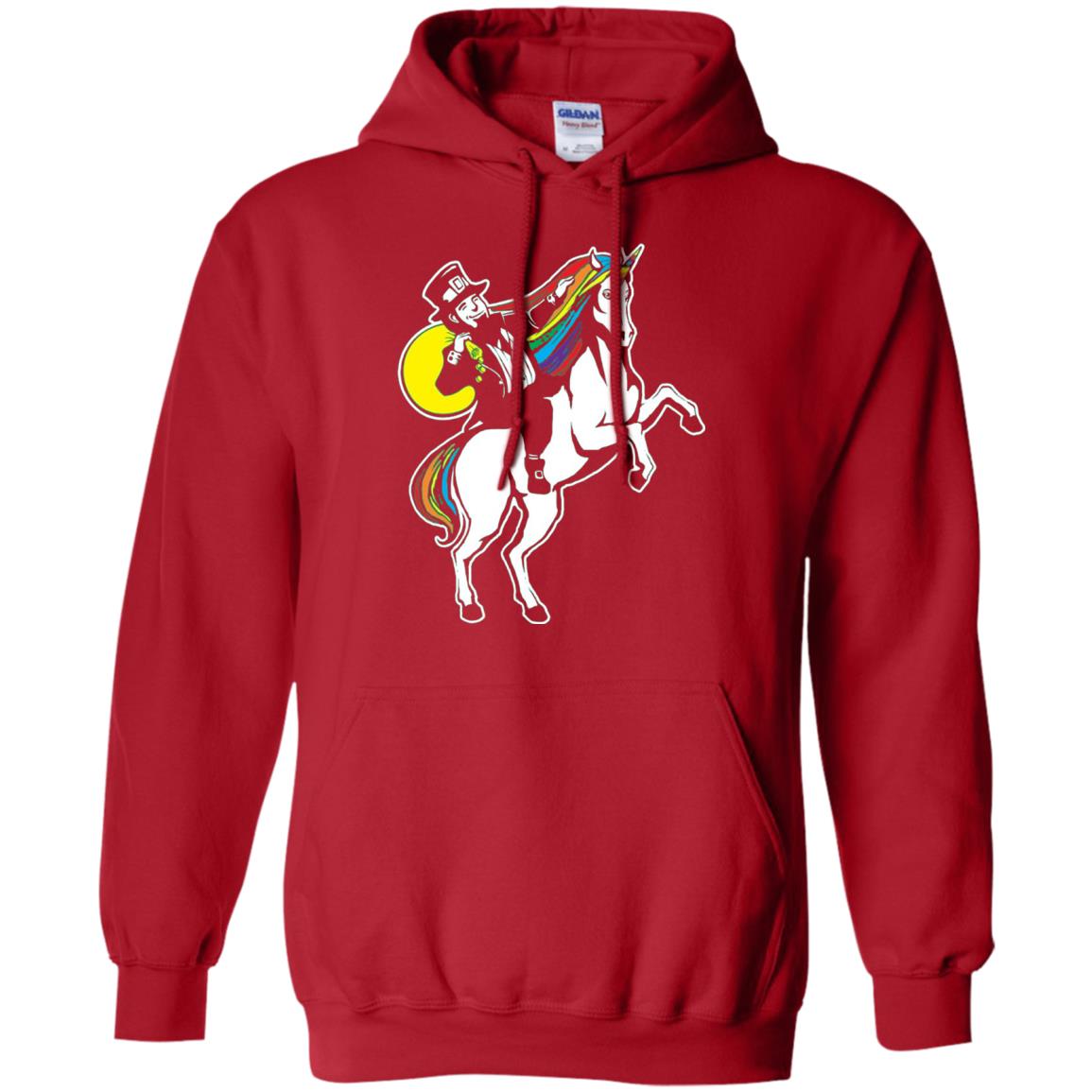 St Patrick Day Lepricorn Leprechaun Riding Unicorn T-shirt Red