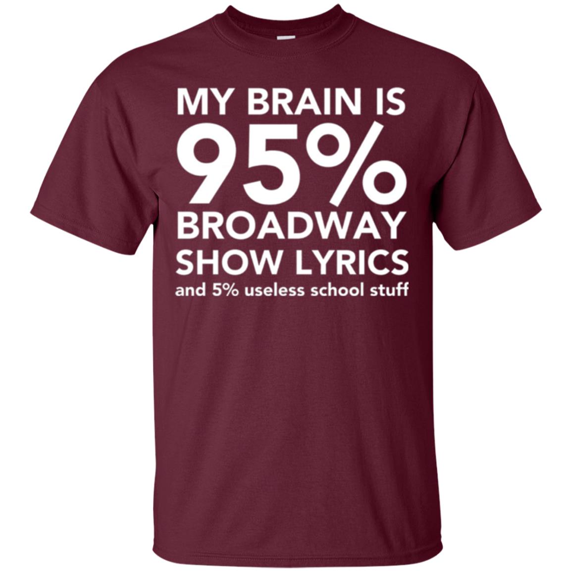 Musical T-shirt My Brain Is 95_ Broadway Show Lyrics And 5_ Useless School Stuff Maroon