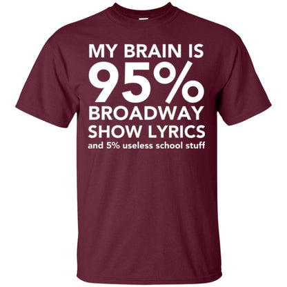 Musical T-shirt My Brain Is 95_ Broadway Show Lyrics And 5_ Useless School Stuff Maroon