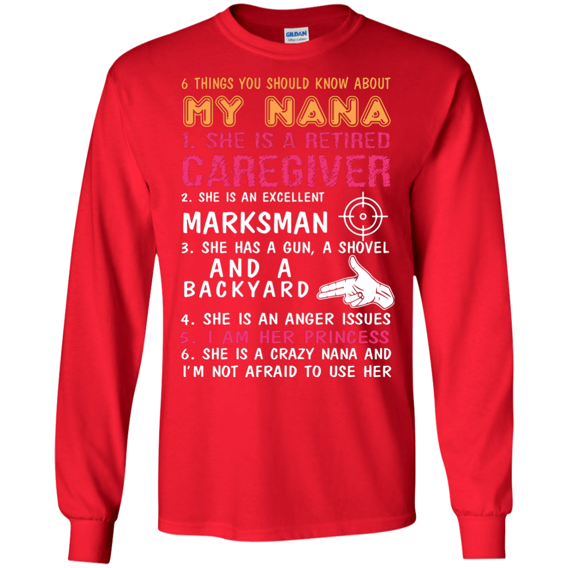 Family T-Shirt 6 Things You Should Know About My Nana Red