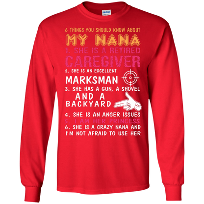Family T-Shirt 6 Things You Should Know About My Nana Red