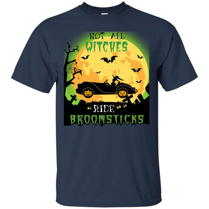 Not All Witches Ride Broomsticks Witches Drive Car Funny Halloween Shirt Navy