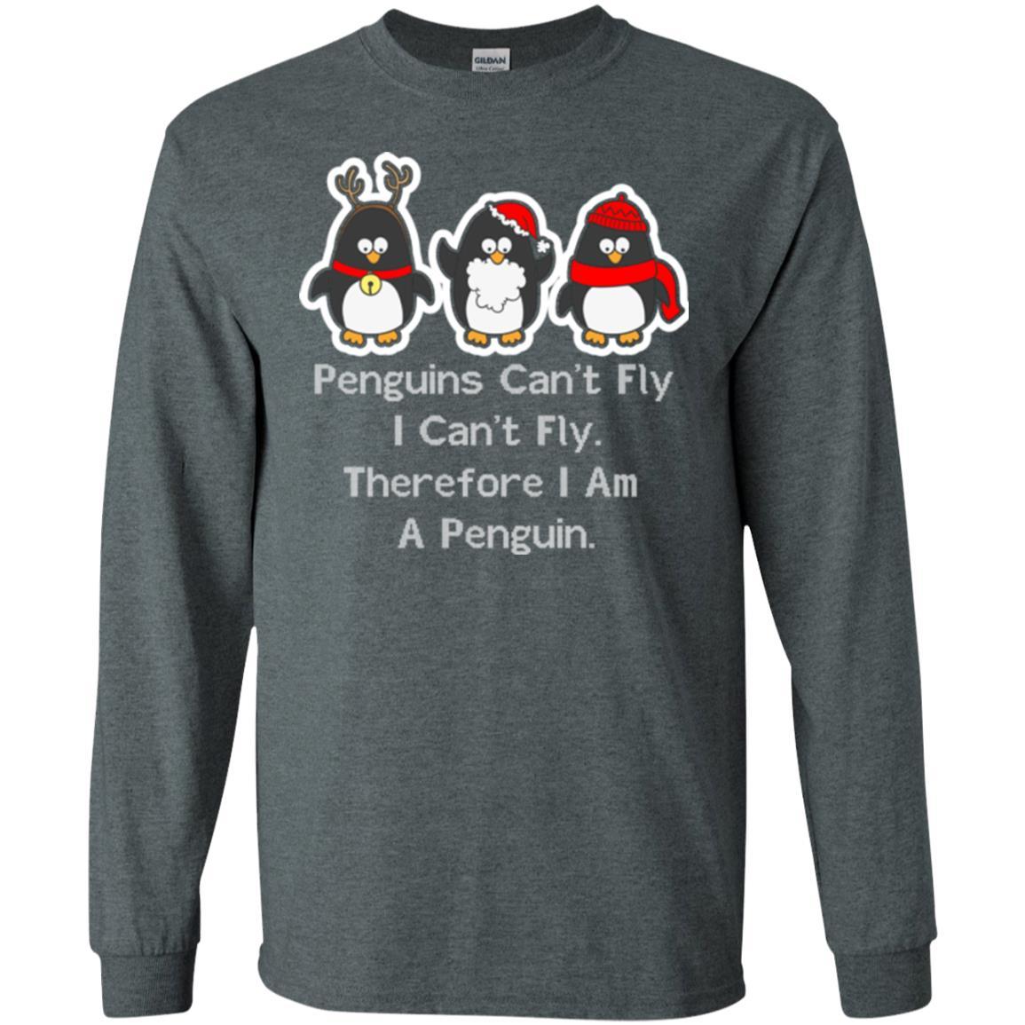 Penguins Lover T-shirt Can't Fly I Can't Fly Therefore I Am A Penguin Dark Heather