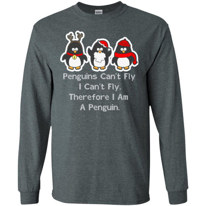 Penguins Lover T-shirt Can't Fly I Can't Fly Therefore I Am A Penguin Dark Heather