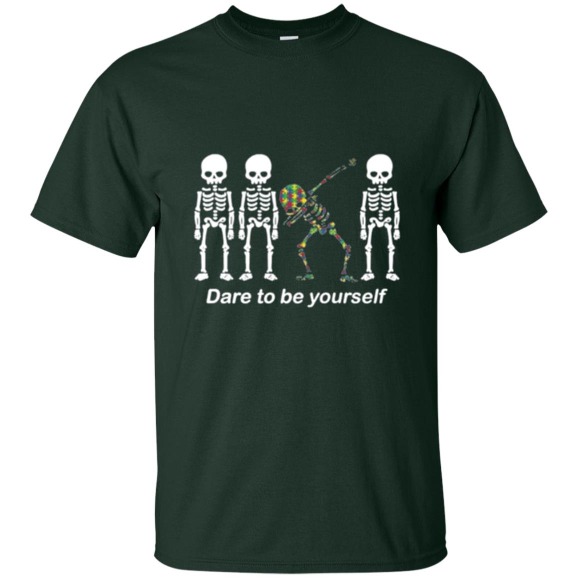 Dabbing T-shirt Dabbing Skeleton Dare To Be Yourself Forest Green