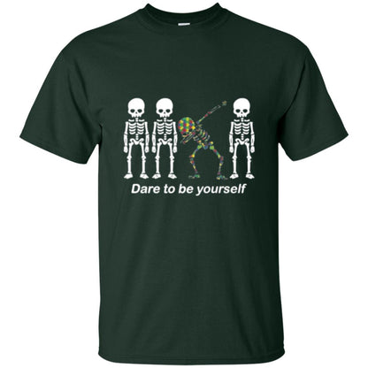 Dabbing T-shirt Dabbing Skeleton Dare To Be Yourself Forest Green