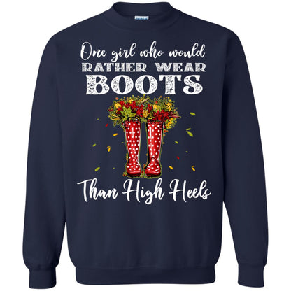 One Girl Who Would Rather Wear Boots Than High Heels Shirt Navy