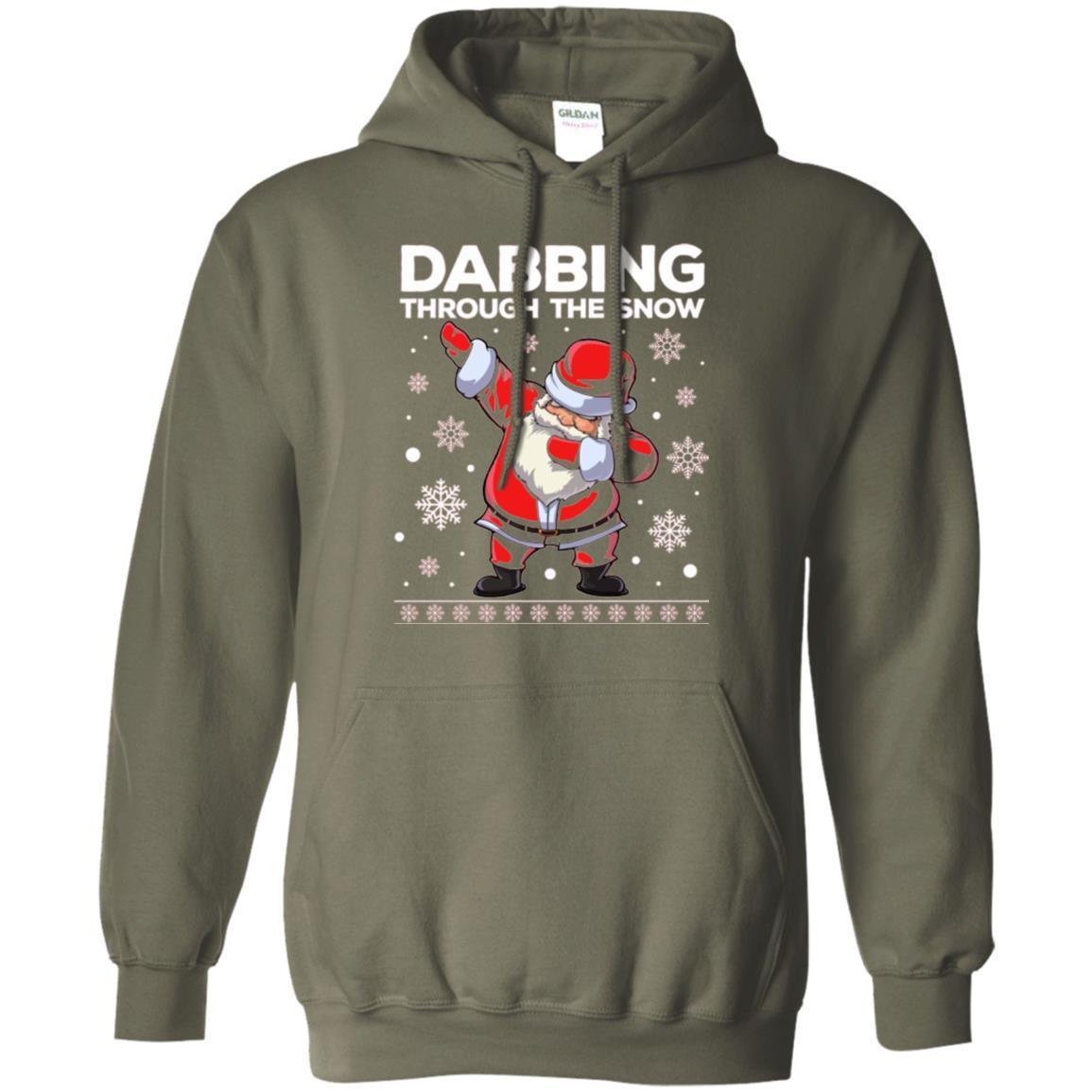 Christmas T-shirt Dabbing Through The Snow T-shirt Military Green