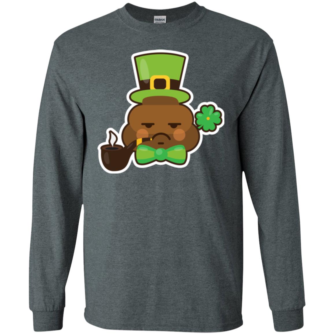 Saint Partick_s Day T-shirt Leprechaun Poop Emoji With Patrick Hat Dark Heather