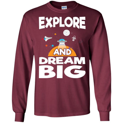 Explore And Dream Big Space Universe Planet Shirt Maroon