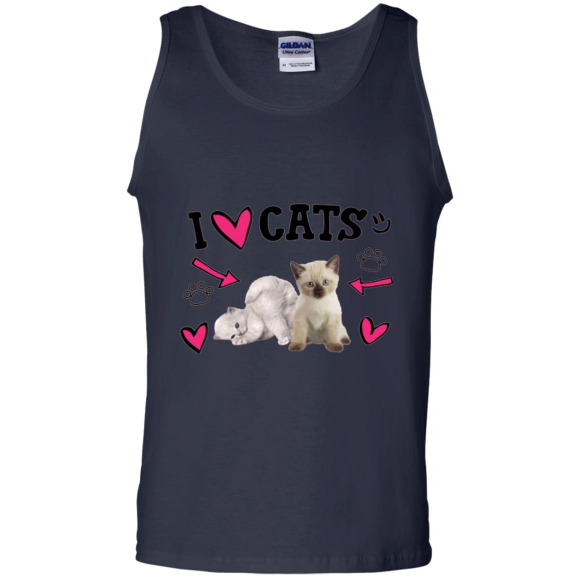 Cat Lover T-shirt I Love Cats Navy