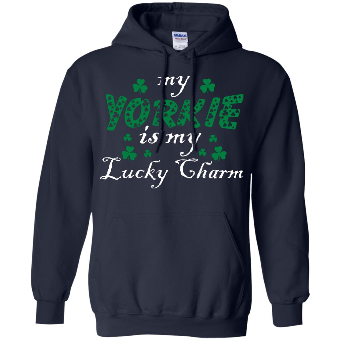 My Yorkie Is My Lucky Charm Saint Patrick's Day Shirt For Yorkie Lover Navy
