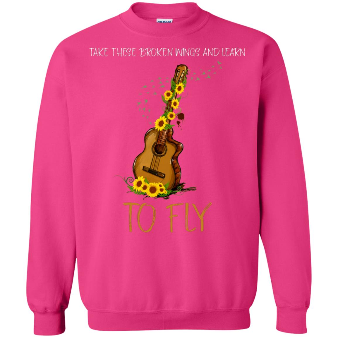 Take These Broken Wings And Learn To Fly Guitar Quote Shirt Heliconia