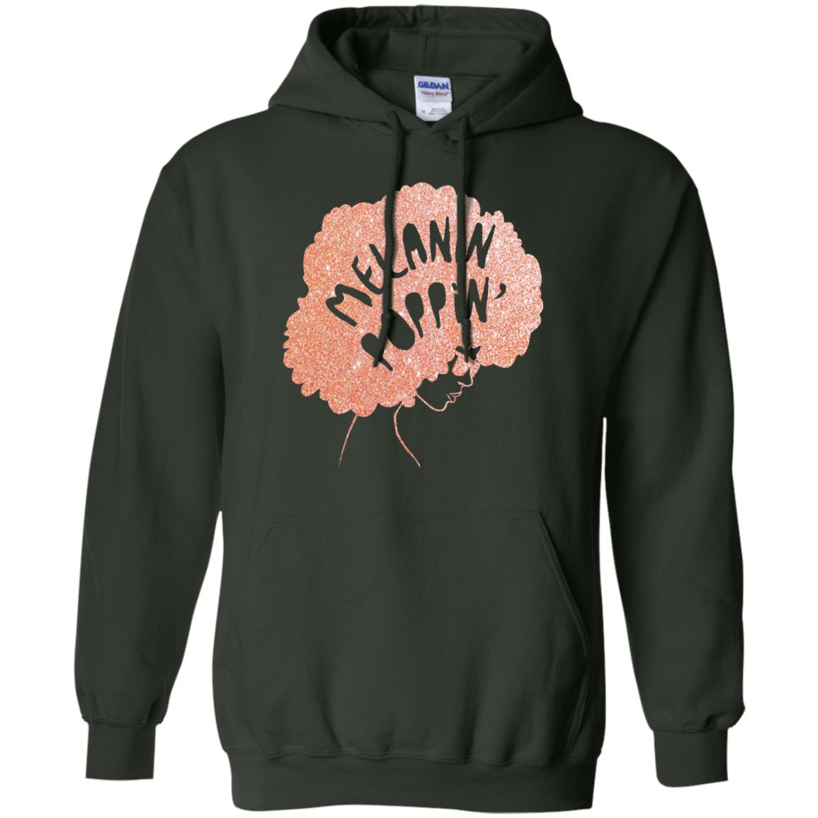 Melanin Poppin Black Beauty African Pride Rose Gold T-shirt Forest Green