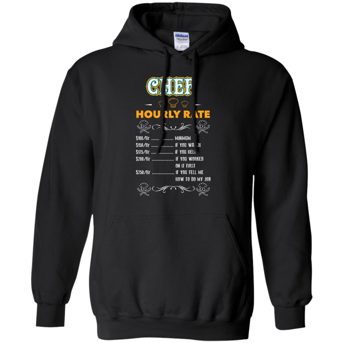 Chef Hourly Rate Cooking Cooker Gift Shirt Black