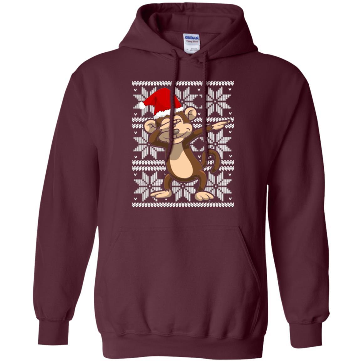 Christmas T-shirt Dabbing Monkey Maroon