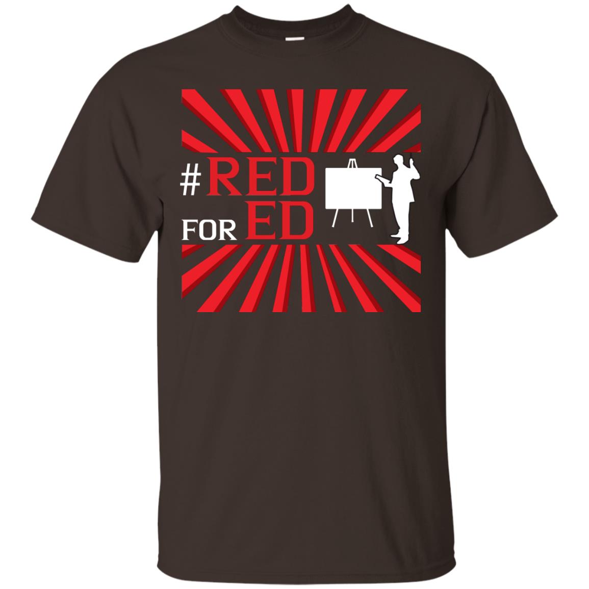 Hashtag Red For Ed Teachers Shirt Dark Chocolate