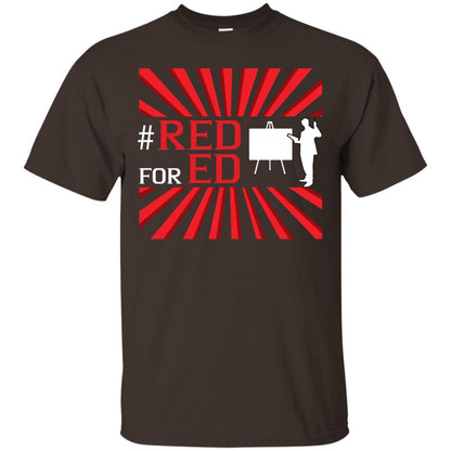Hashtag Red For Ed Teachers Shirt Dark Chocolate