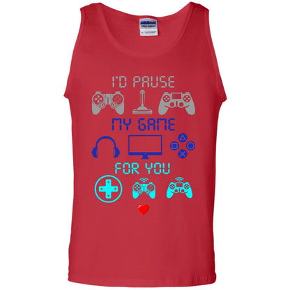 Gamer T-shirt I'd Pause My Game For You Red