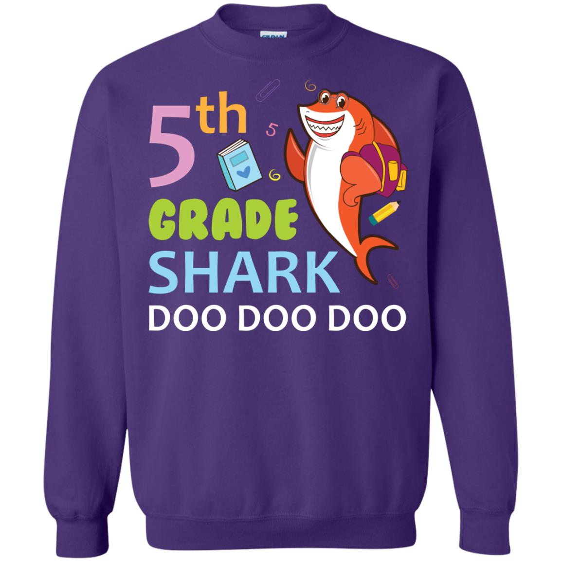 5th Grade Shark Doo Doo Doo Back To School T-shirt Purple