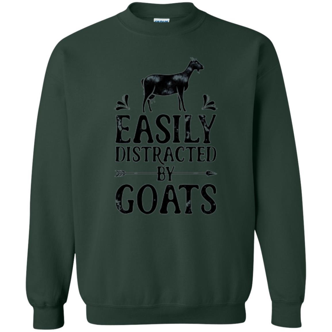 Goat Lover T-shirt Easily Distracted By Goats Forest Green