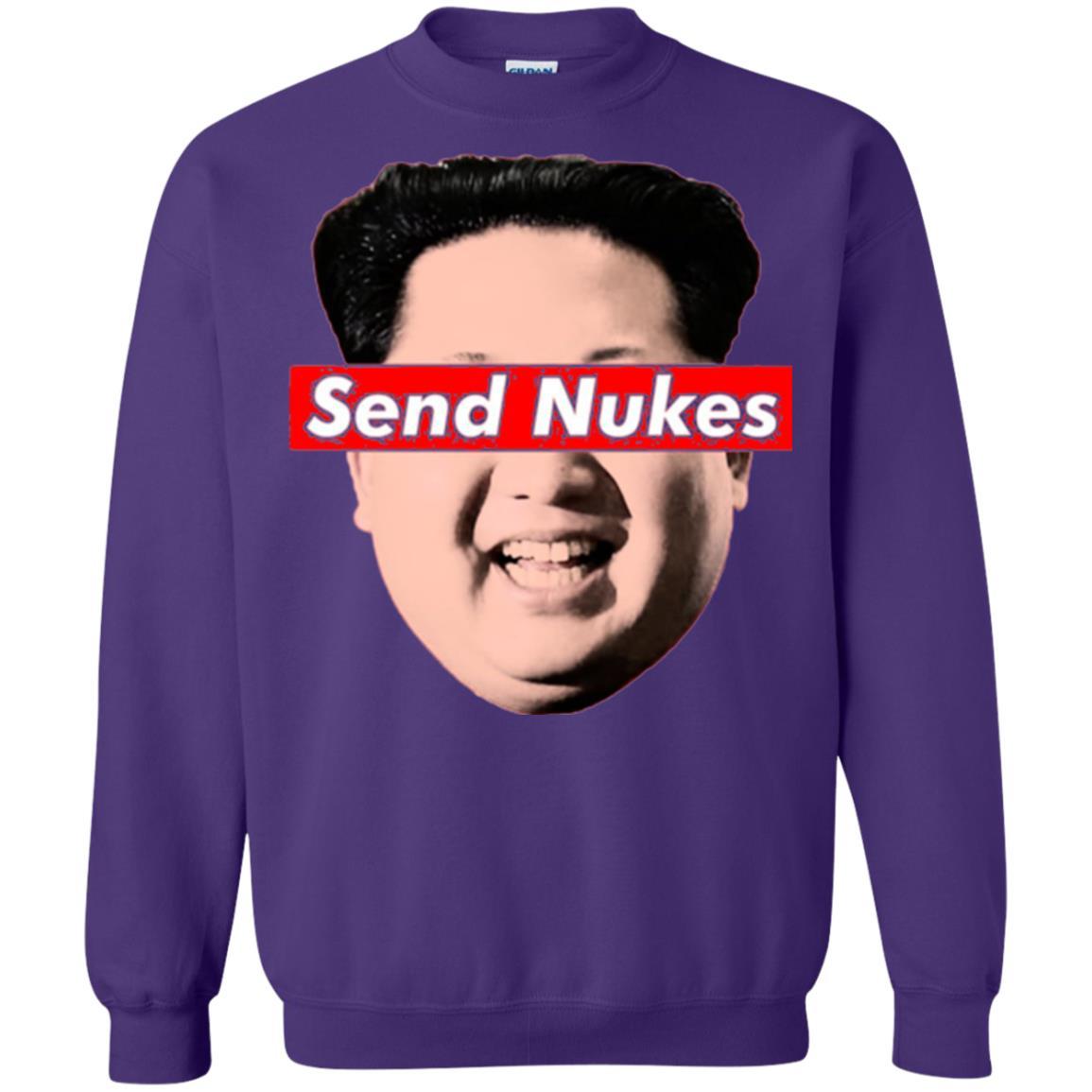 Funny Parody Novelty T-shirt Send Nukes Kim Jong Un Purple