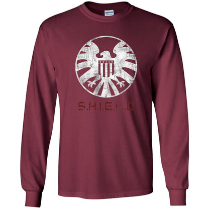 Film T-shirt Agents Of Shield Distressed Logo Graphic Maroon