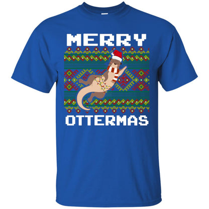 Merry Ottermas Funny Otter Lovers Ugly Sweater X-mas Gift Shirt Royal
