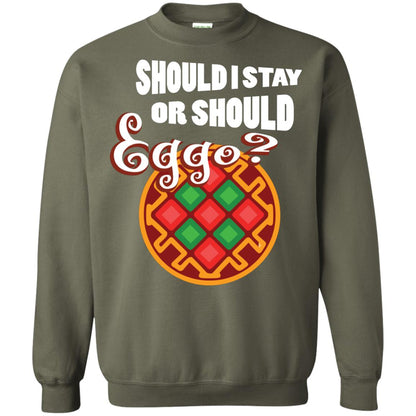 Waffle Lover T-shirt Should I Stay Or Should Eggo Military Green