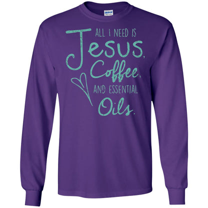 All I Need Is Jesus Coffee And Essential Oils T-shirt Purple