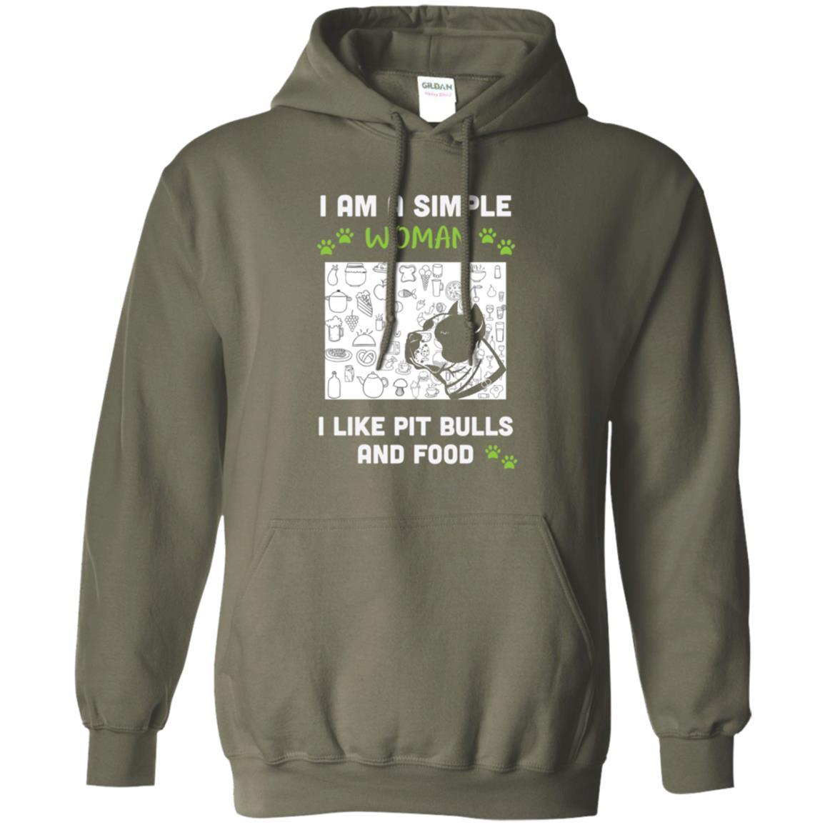 Pitbull Lover T-shirt I Am A Simple Woman I Like Pit Bulls Military Green