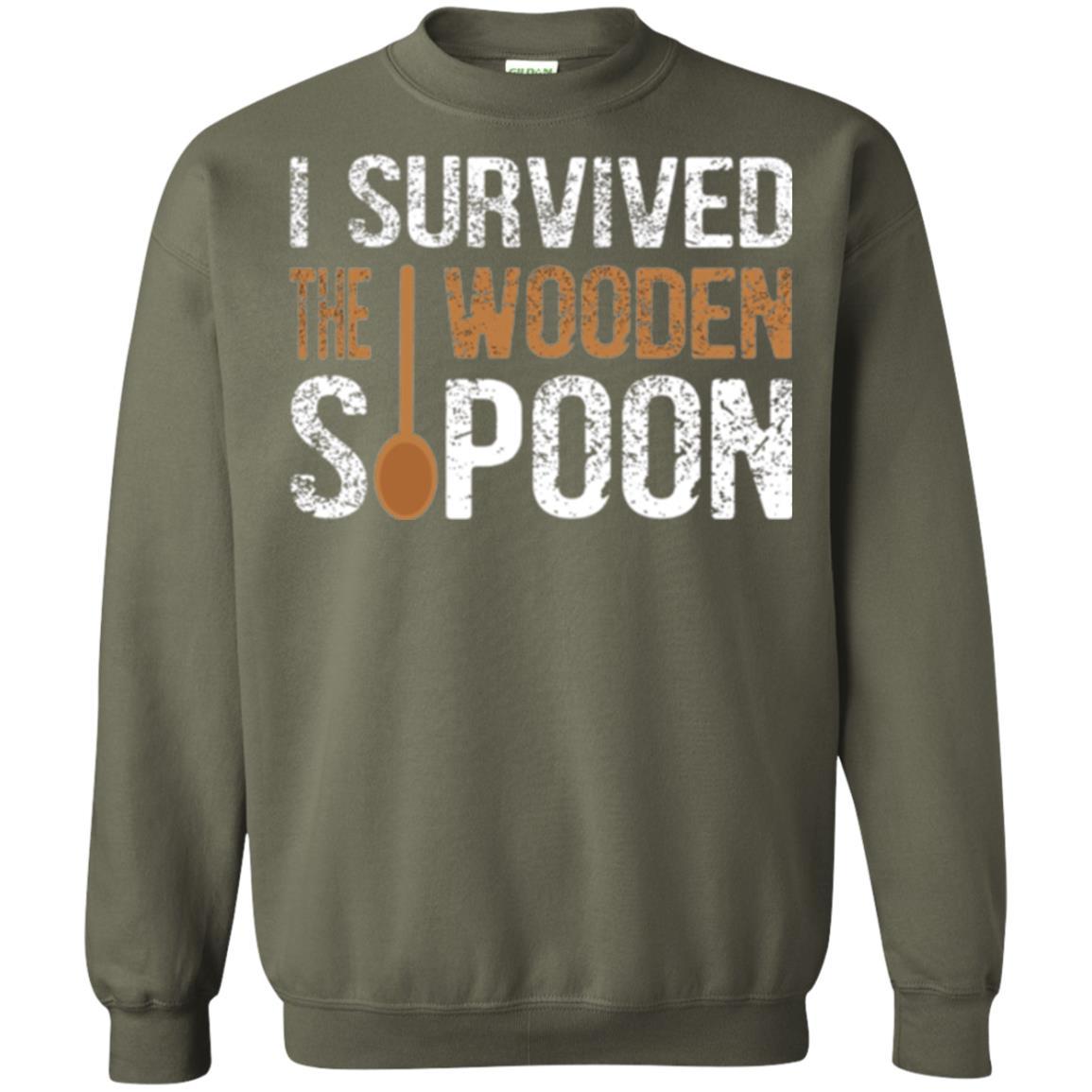 Spoon T-shirt I Survived The Wooden Spoon Military Green