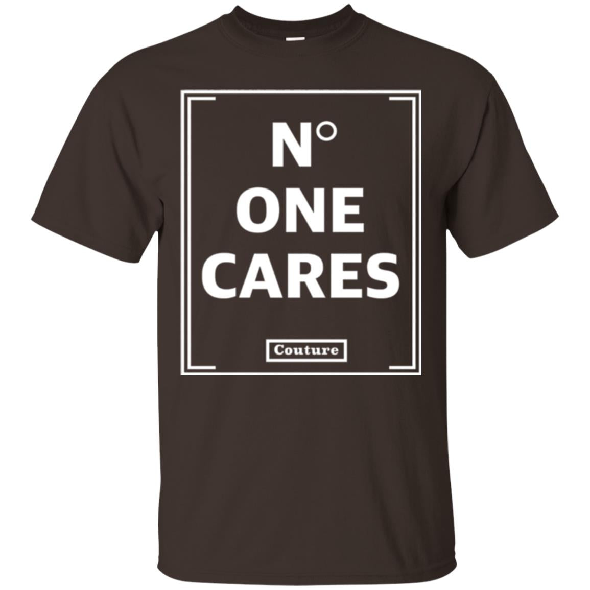No One Cares Tops Cute Casual T-shirt Dark Chocolate