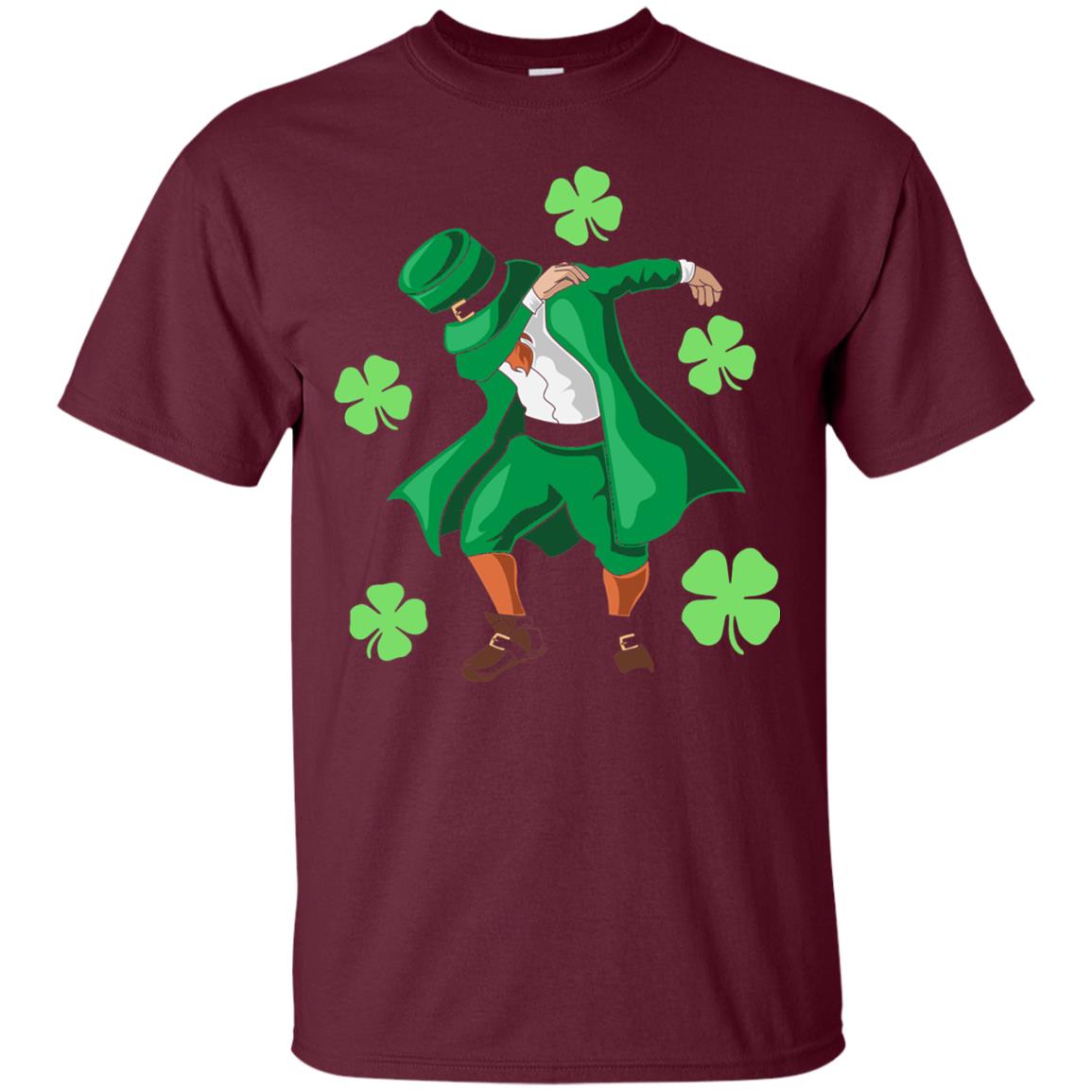 Funny Dabbing Leprechaun St. Patricks Day T-shirt Maroon