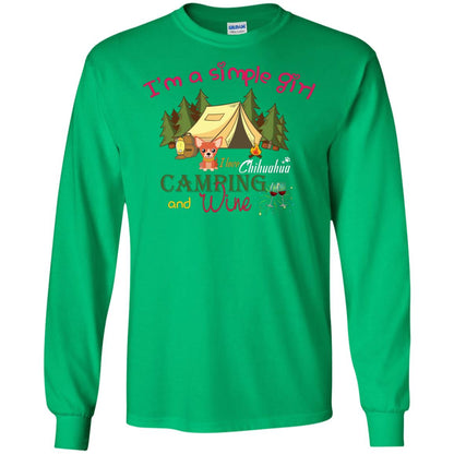 I’m A Simple Girl I Love Chihuahua Camping And Wine Shirt Irish Green